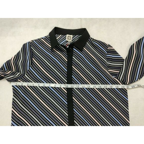 Anne Klein Womens Blouse L Milano Striped - Picture 7 of 11